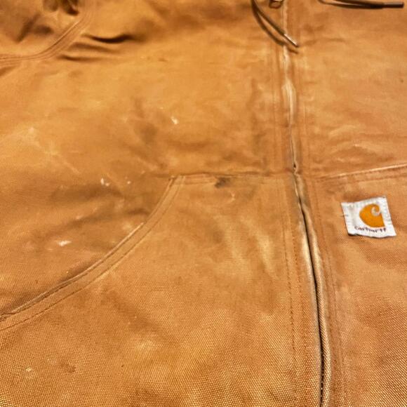 Carhartt J140 Tan Duck Hooded Jacket Mens Size M Workwear Streetwear Skatestyle - Picture 4 of 12